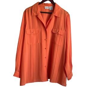 Liz Baker Women Tunic‎ Top 22W Orange Button Up Career Workwear Modern Flowy